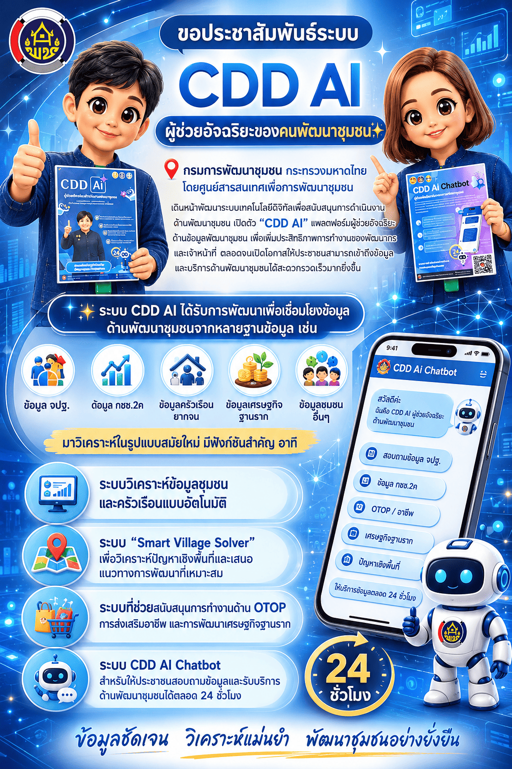 ✨สำนักงานพัฒนาชุมชนอำเภอบางมูลนาก ขอประชาสัมพันธ์ระบบ CDD AI ผู้ช่วยอัจฉริยะของคนพัฒนาชุมชน✨