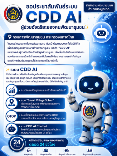 ✨สำนักงานพัฒนาชุมชนอำเภอบางมูลนาก ขอประชาสัมพันธ์ระบบ CDD AI ผู้ช่วยอัจฉริยะของคนพัฒนาชุมชน✨ 