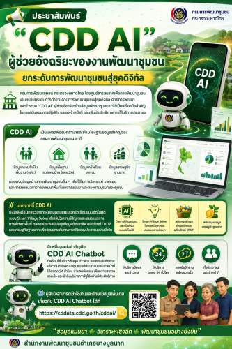 📲 สำนักงานพัฒนาชุมชนอำเภอบางมูลนาก ขอประชาสัมพันธ์ “CDD AI” ผู้ช่วยอัจฉริยะของงานพัฒนาชุมชน ยกระดับการพัฒนาชุมชนสู่ยุคดิจิทัล 📲